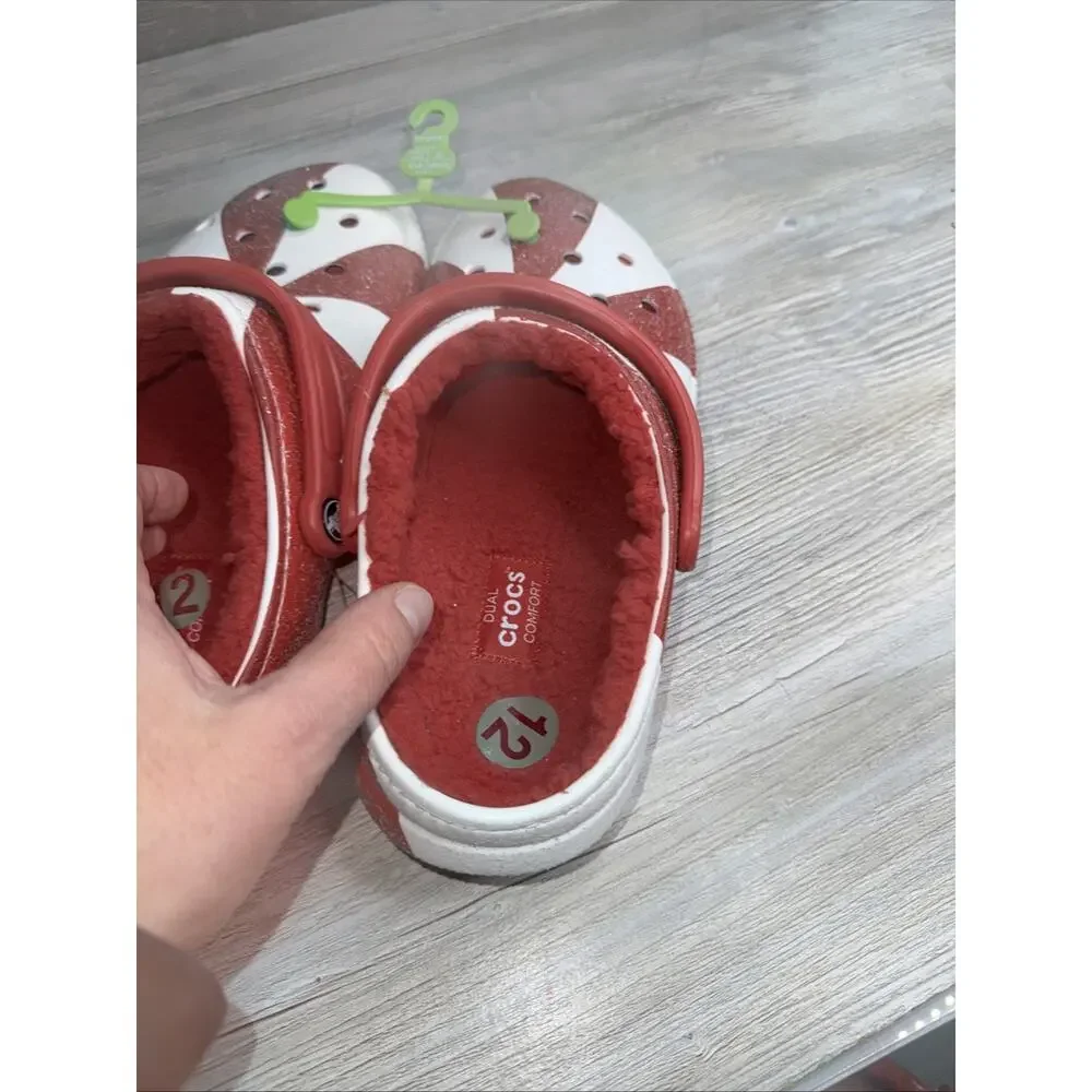 Crocs Classic Lined Holiday Christmas Candy Cane Clogs Shoes Unisex Size M10/W12